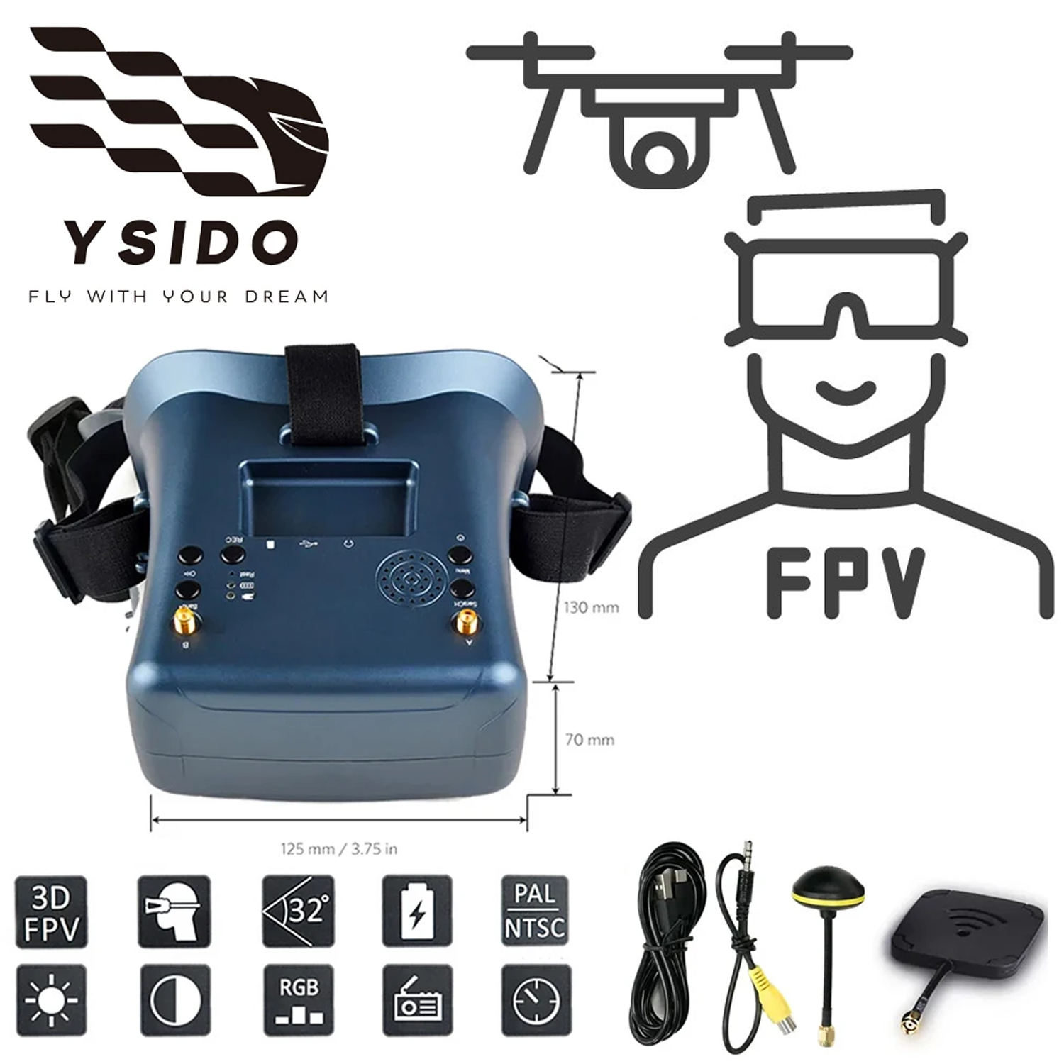 Fpv Drone Goggles - FPV Goggles 008D 5.8G 40CH 4.3Inch